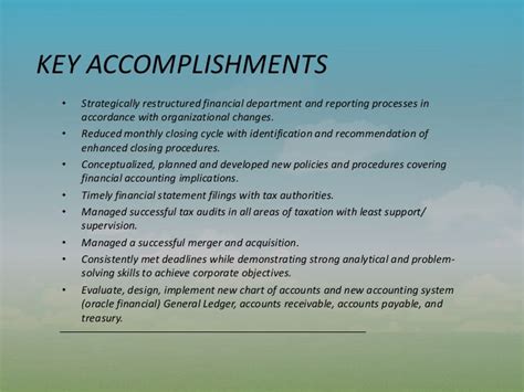 Financial Accomplishments and Achievements
