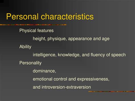 Personal Characteristics: Age, Height, and Physique
